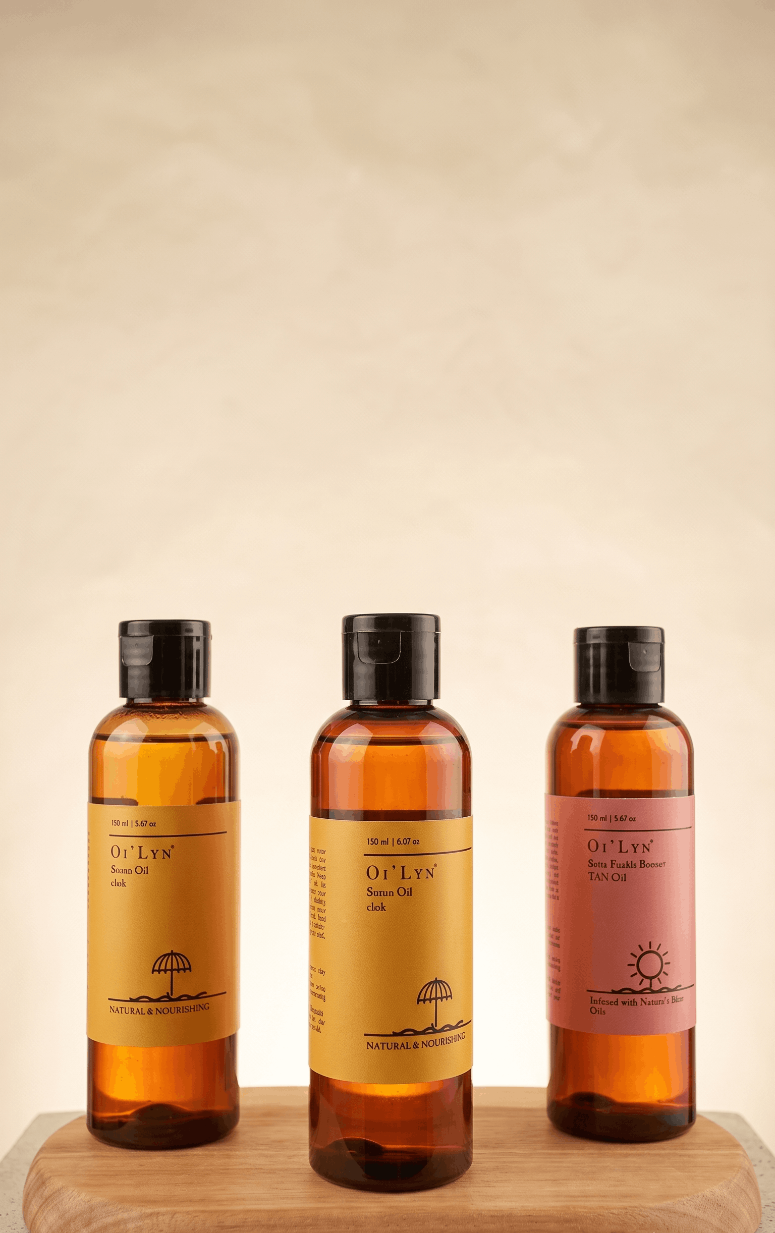 2 Tanning Oils + 1 freckle oil + Wooden Tray Bundle